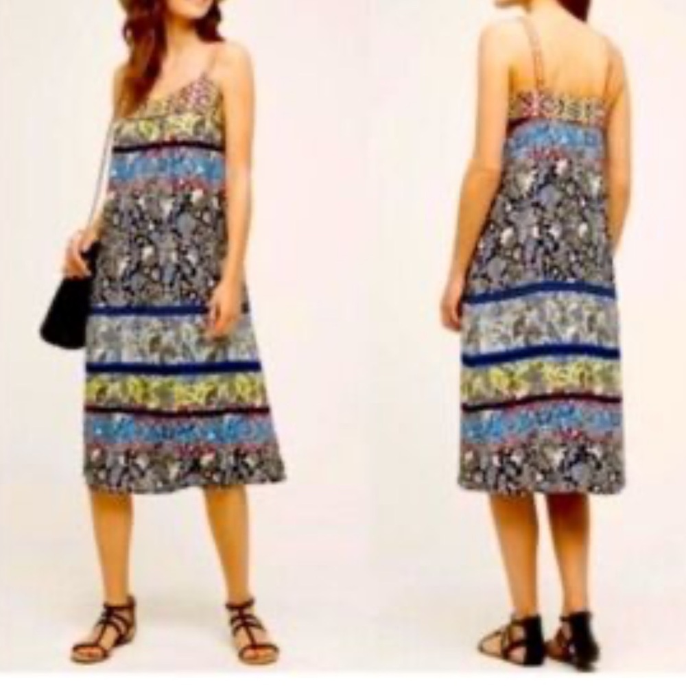 Anthropologie One September Cosima Sleeveless Floral Midi Dress Embroidered-S